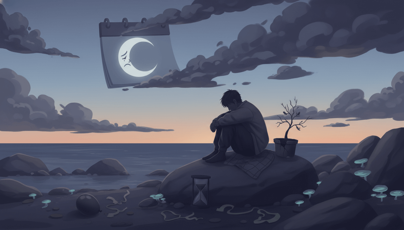 Exhausted person shunning celebration on their personal anti-birthday.