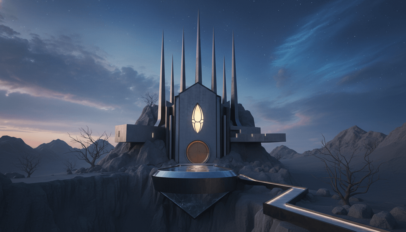 Elegant, secluded home, number seven, evoking a temple of solitude.