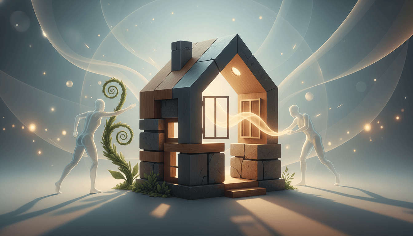 A tranquil, sunlit home with plants, symbolizing peace and balance.