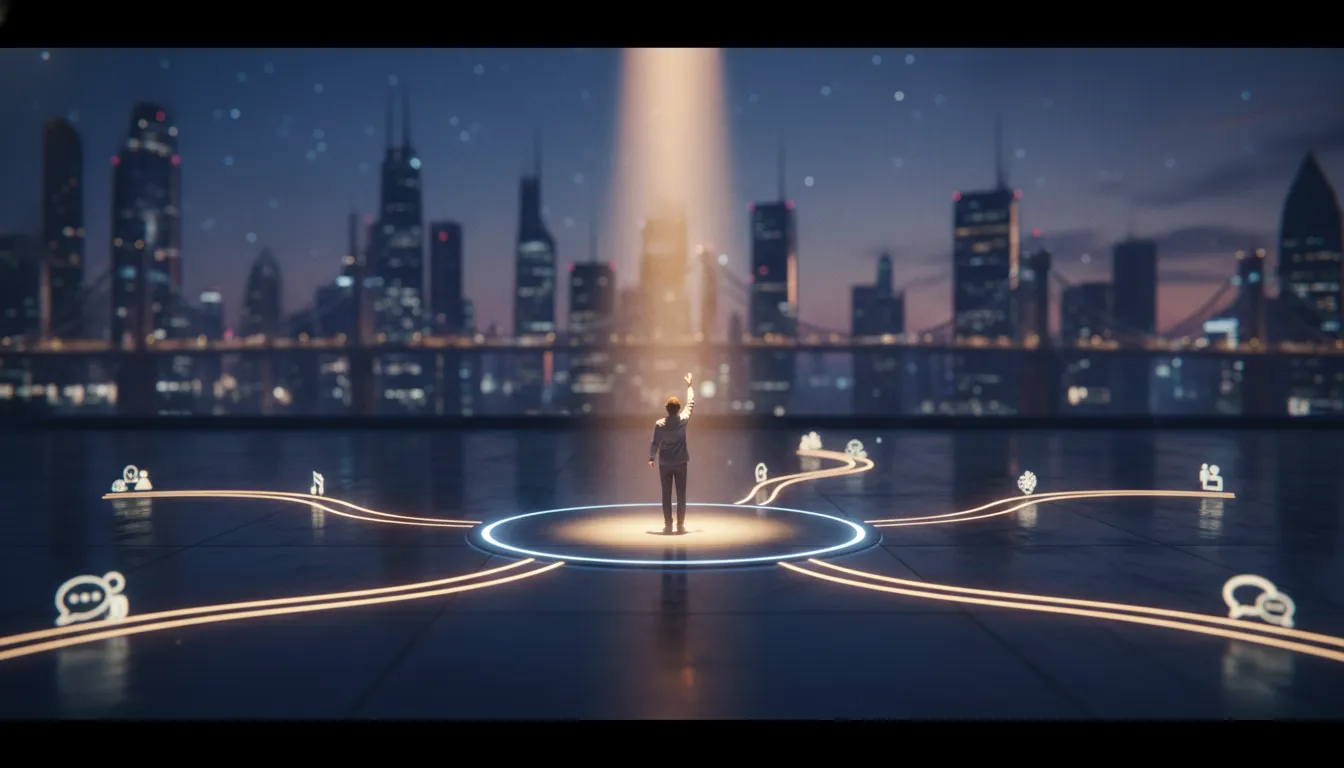 Individual stepping onto a brightly lit career path.