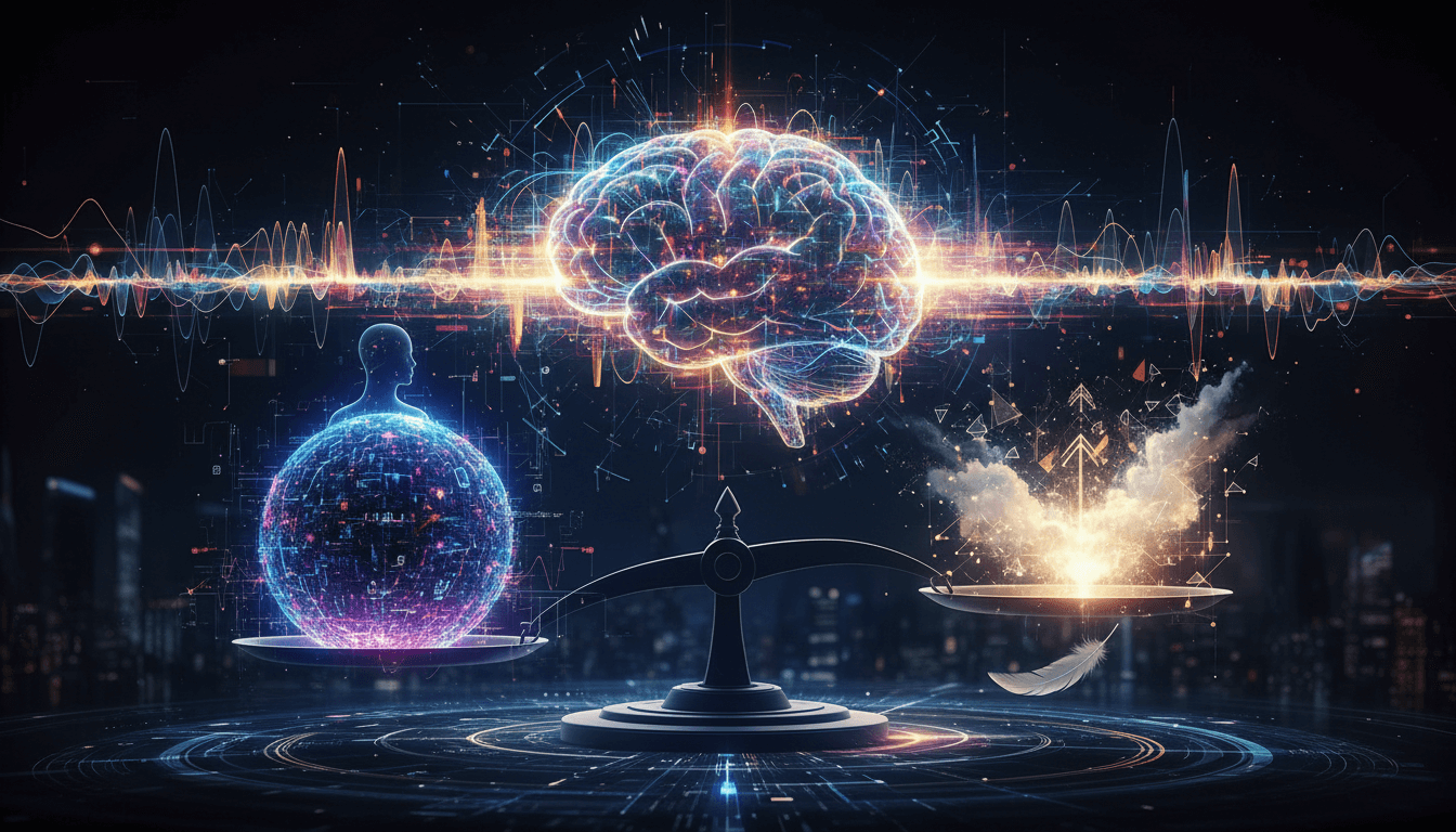 Glowing digital identity radiating energy waves, representing its online weight.